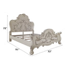 Dresden White  Wood Carved Headboard Queen Bed - Ornate Home