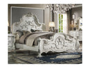 Dresden White  Wood Carved Headboard Queen Bed - Ornate Home