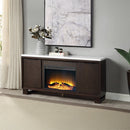 Edwyn Natural Marble Top/Espresso Server w/Natural Marble Top & Fireplace - Ornate Home