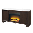 Edwyn Natural Marble Top/Espresso Server w/Natural Marble Top & Fireplace - Ornate Home