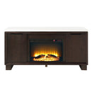 Edwyn Natural Marble Top/Espresso Server w/Natural Marble Top & Fireplace - Ornate Home