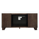 Edwyn Natural Marble Top/Espresso Server w/Natural Marble Top & Fireplace - Ornate Home