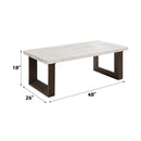 Edwyn White Natural/Brown Coffee Table W/Marble - Ornate Home