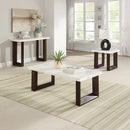 Edwyn White Natural/Brown Coffee Table W/Marble - Ornate Home