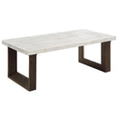 Edwyn White Natural/Brown Coffee Table W/Marble - Ornate Home