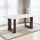 Edwyn White Natural/Brown Dining Table w/ Marble Top - Ornate Home