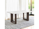 Edwyn White Natural/Brown Dining Table w/ Marble Top - Ornate Home