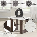 Edwyn White Natural/Brown End Table W/Marble - Ornate Home