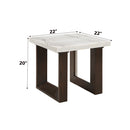 Edwyn White Natural/Brown End Table W/Marble - Ornate Home