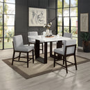 Edwyn White Natural Marble Top & Espresso Counter Height Table - Ornate Home