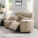 Elison Beige Power Motion Loveseat W/Console & Storage - Ornate Home