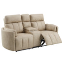 Elison Dark Beige Motion Loveseat w/Console - Ornate Home