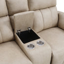 Elison Dark Beige Motion Loveseat w/Console - Ornate Home