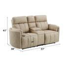 Elison Dark Beige Motion Loveseat w/Console - Ornate Home