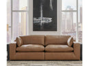 Emilia Caramel Leather 2pc Modular Sectional Loveseat (Online Special Price) - Ornate Home