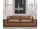 Emilia Caramel Leather 3pc Modular Sectional w/ Ottoman - Ornate Home