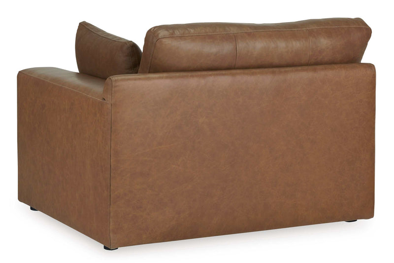 Emilia Caramel Leather 3pc Modular Sectional w/ Ottoman - Ornate Home