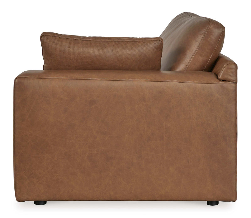 Emilia Caramel Leather 3pc Modular Sectional w/ Ottoman - Ornate Home