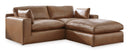 Emilia Caramel Leather 3pc Modular Sectional w/ Ottoman - Ornate Home