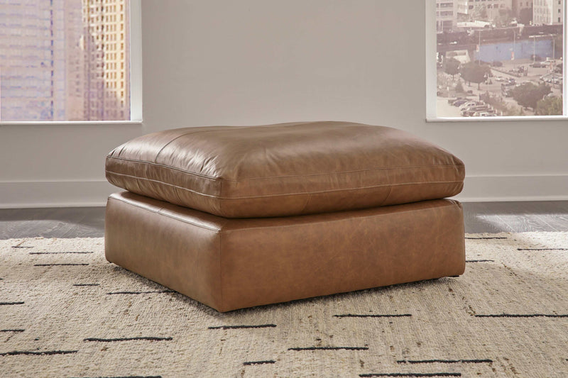 Emilia Caramel Leather 3pc Modular Sectional w/ Ottoman - Ornate Home
