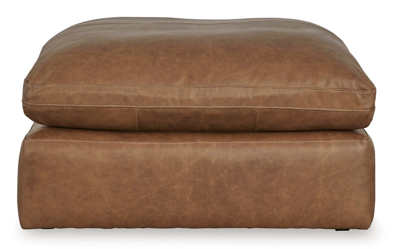 Emilia Caramel Leather 3pc Modular Sectional w/ Ottoman - Ornate Home