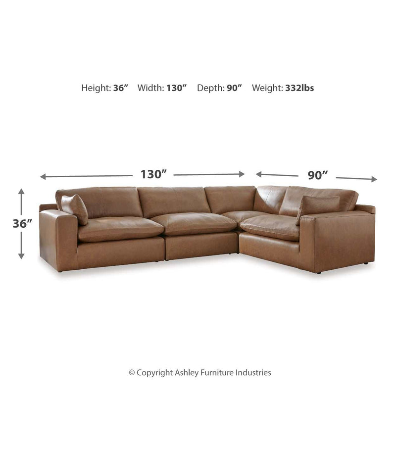Emilia Caramel Leather 4pc Modular Sectional Sofa (Online Special Price) - Ornate Home