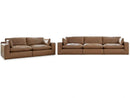 Emilia Caramel Leather 5pc Modular Sectional Living Room Set - Ornate Home