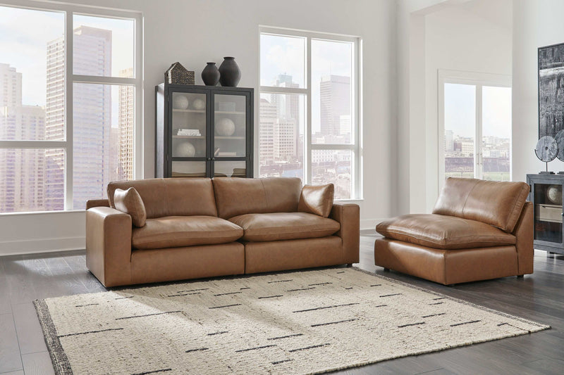 Emilia Caramel Leather 5pc Modular Sectional Living Room Set - Ornate Home
