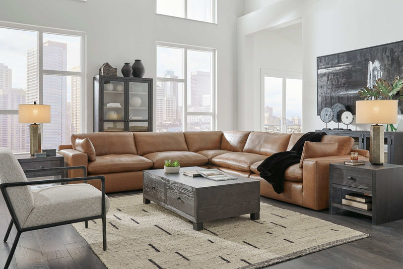 Emilia Caramel Leather 5pc Modular Sectional (Online Special Price) - Ornate Home