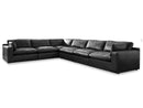 Emilia Black Leather 6pc Modular Sectional - Ornate Home