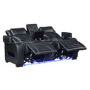 Ephron Black Power Motion Loveseat w/ Console, Power Headrests, LED & Speakers - Ornate Home