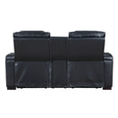 Ephron Black Power Motion Loveseat w/ Console, Power Headrests, LED & Speakers - Ornate Home