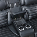 Ephron Black Power Motion Loveseat w/ Console, Power Headrests, LED & Speakers - Ornate Home