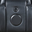 Ephron Black Power Motion Loveseat w/ Console, Power Headrests, LED & Speakers - Ornate Home