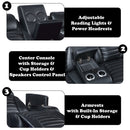 Ephron Black Power Motion Loveseat w/ Console, Power Headrests, LED & Speakers - Ornate Home