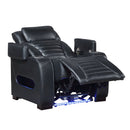 Ephron Black Power Motion Recliner W/Power Headrest & LED - Ornate Home