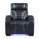 Ephron Black Power Motion Recliner W/Power Headrest & LED - Ornate Home
