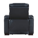 Ephron Black Power Motion Recliner W/Power Headrest & LED - Ornate Home