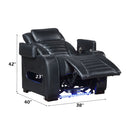Ephron Black Power Motion Recliner W/Power Headrest & LED - Ornate Home