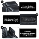 Ephron Black Power Motion Recliner W/Power Headrest & LED - Ornate Home