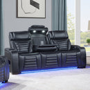 Ephron Black Power Motion Sofa w/ Dropdown Table - Ornate Home