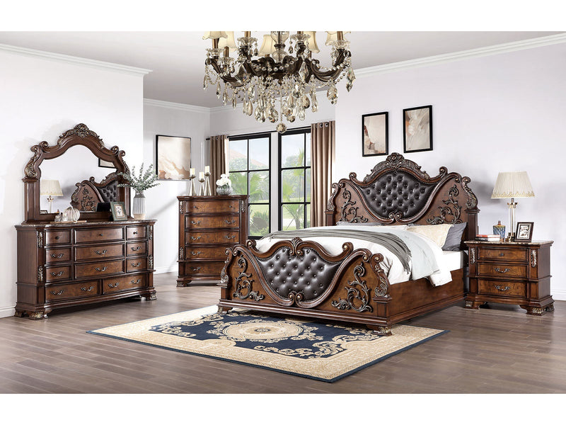 Esparanza Brown Cherry 5 Pc. Queen Bedroom Set w/ Chest - Ornate Home