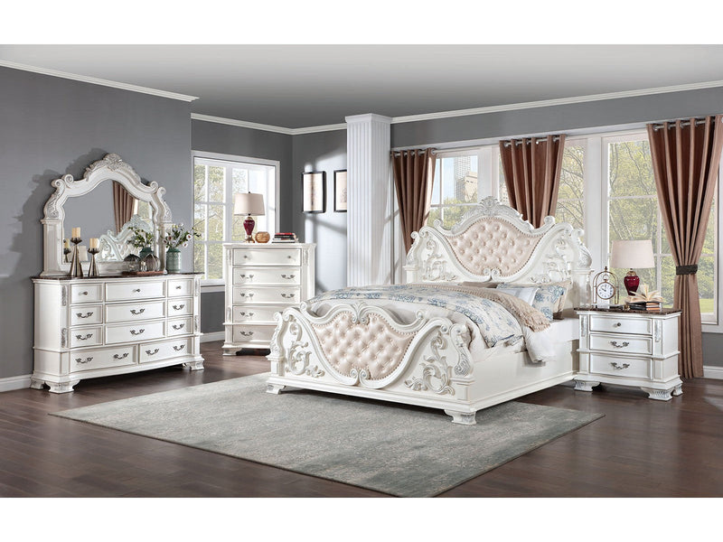 Esparanza Pearl White 4 Pc. Queen Bedroom Set - Ornate Home