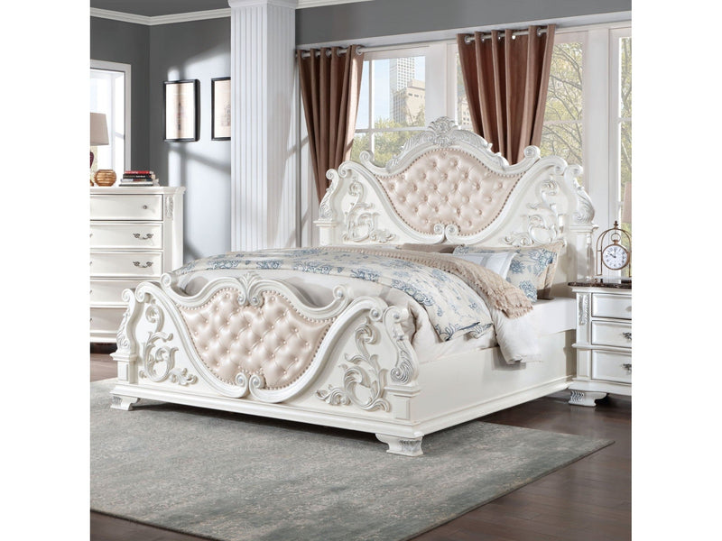 Esparanza Pearl White 4 Pc. Queen Bedroom Set - Ornate Home