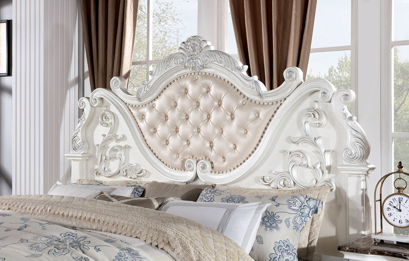 Esparanza Pearl White 4 Pc. Queen Bedroom Set - Ornate Home