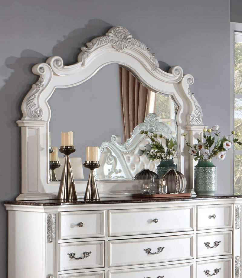 Esparanza Pearl White 5 Pc. Queen Bedroom Set w/ Chest - Ornate Home