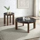 Estella Black/Walnut Coffee Table w/Marble Top - Ornate Home
