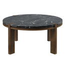 Estella Black/Walnut Coffee Table w/Marble Top - Ornate Home