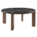 Estella Black/Walnut Round Dining Table w/Marble Top - Ornate Home