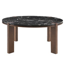 Estella Black/Walnut Round Dining Table w/Marble Top - Ornate Home